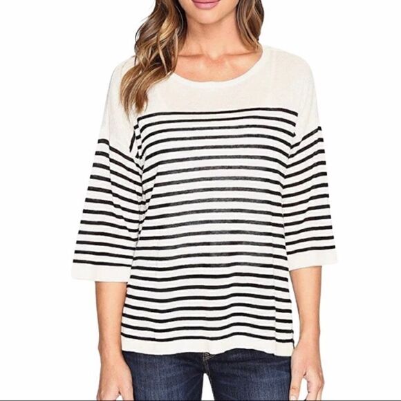 NYDJ Serra striped linen blend sweater in pink Size L - Picture 11 of 13